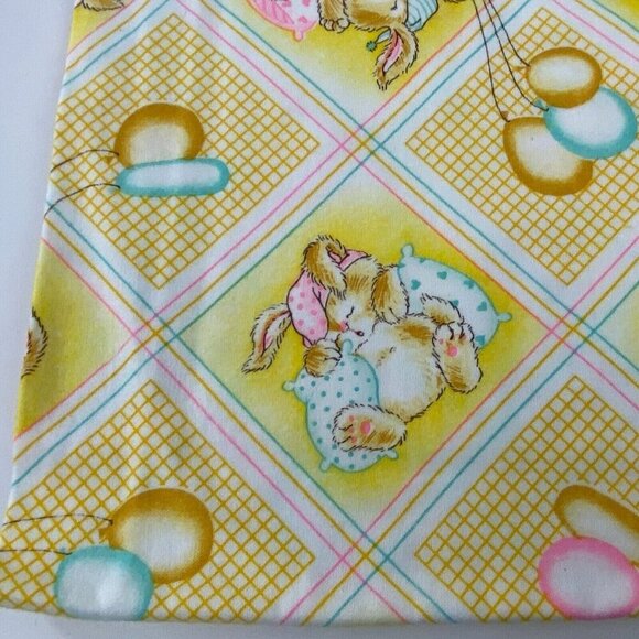 Dundee Receiving Swaddle Blanket Sleeping Bunny Rabbits Yellow 29" x 40" - Picture 4 of 8
